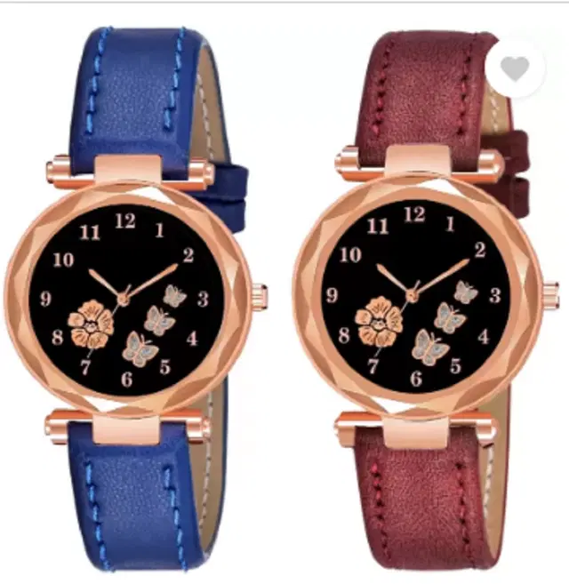 Analog Watch for Women & Girls, Pack of 2 (Multicolor)
