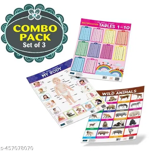 Bookford Publications My small chart My Body, Wild Animals & Tables (Set of 3)