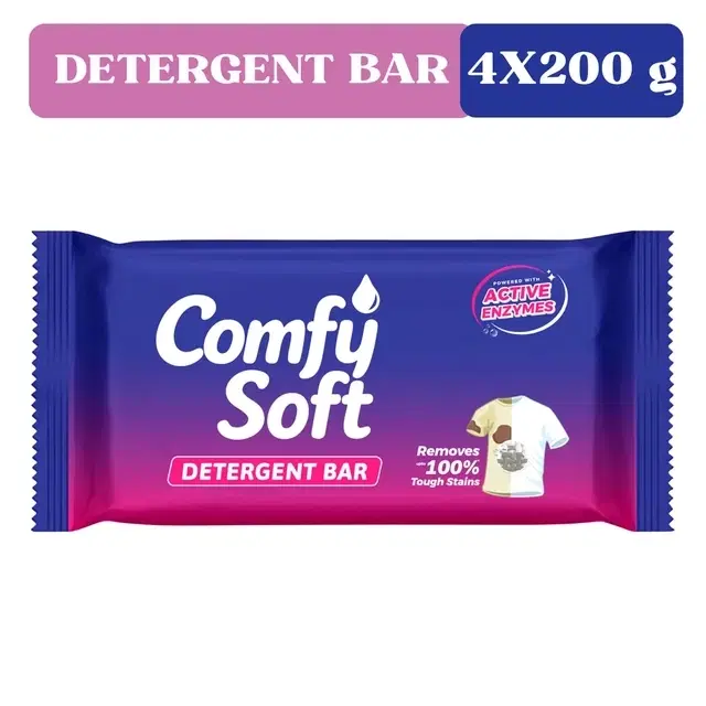 Comfy Soft Max Wash Detergent Bar 4X200 g (Pack of 4)