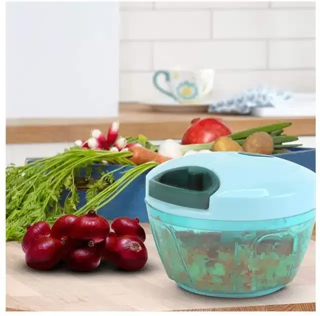 Plastic Manual Vegetable Chopper, Green, 450 ml