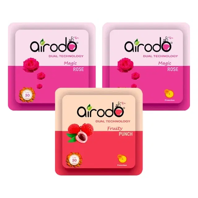 Airodo Pocket Freshner - Rose & Fruity Punch (Pack of 3)