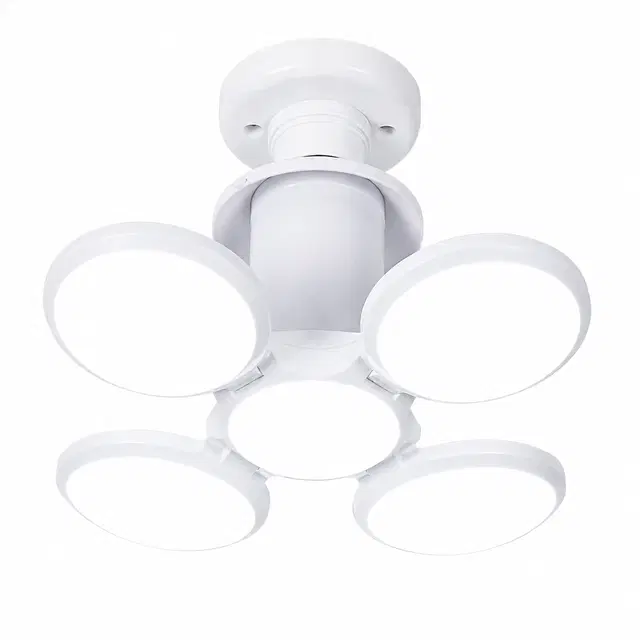 Foldable 25 W Light, Five-Leaf Fan Blade LED Light Bulb [White, Pack of 1]