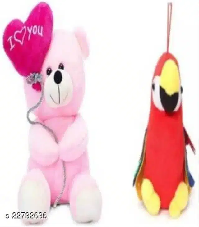 Stuffed Toys for Kids, Pink & Red, Set of 2