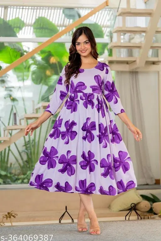 Rayon Kurti for Women, Purple (S)