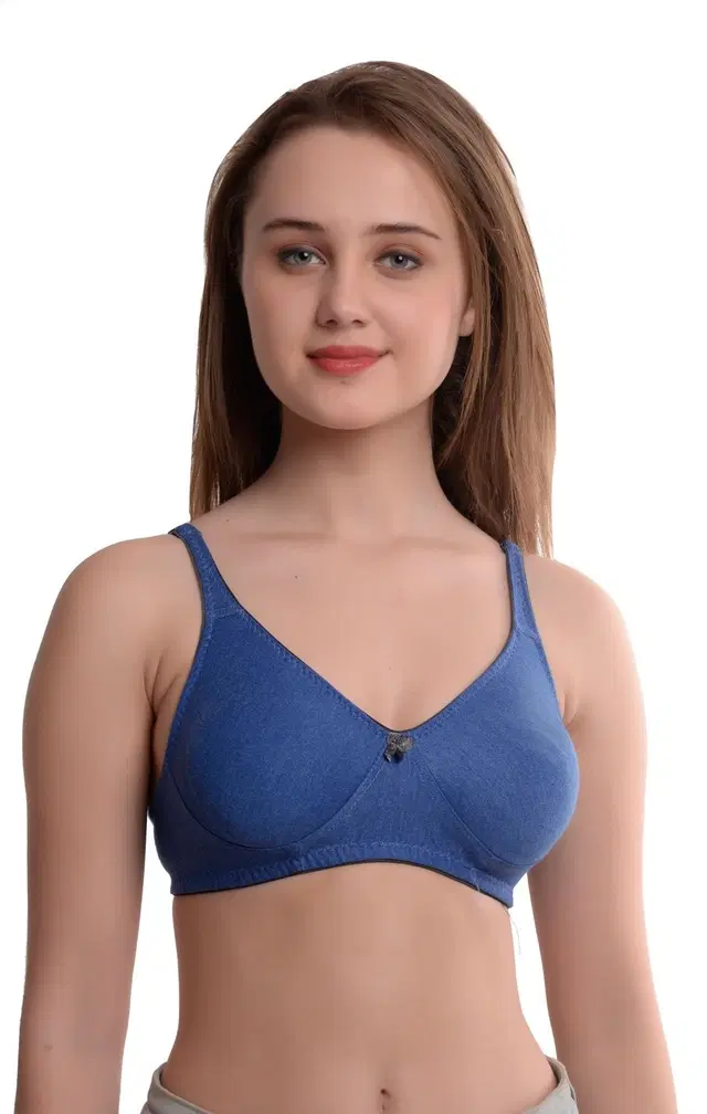 Cotton Blend Bra for Women, Blue (32)