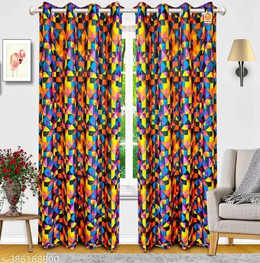 KANUSHI Industries® 2 Pieces Washable Polyster Eyelet Door Curtain Set (1005) (RK-CUR-1005-7FEET-2PCS) (7 FEET)…