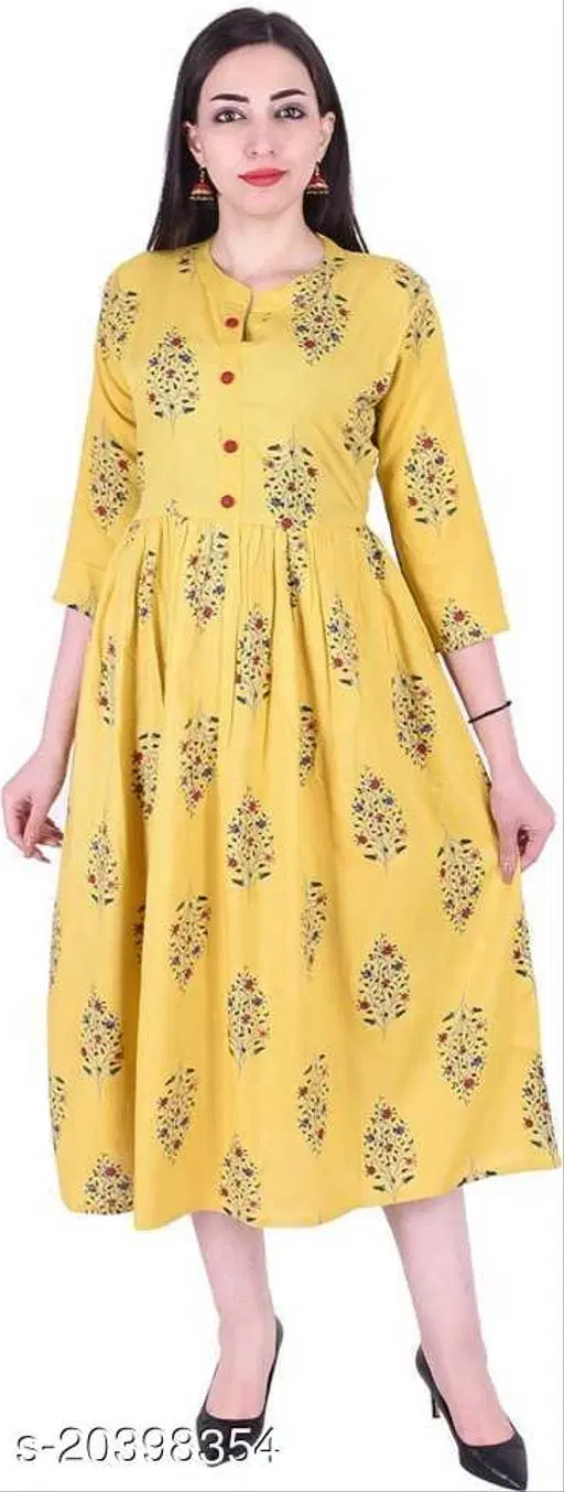Cotton Blend Kurta & Payjama Set For Women, Yellow (S)