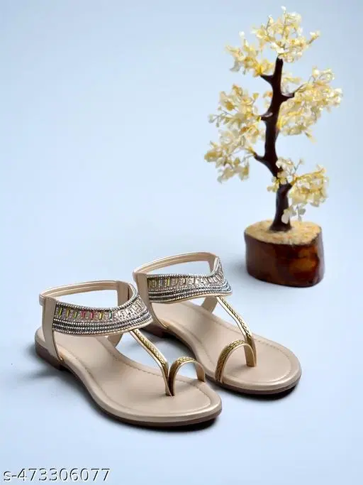 Comfort Solid Flat Sandals for Women (IND-3)