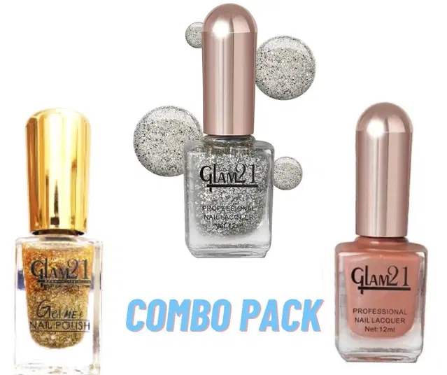 Glam21 Nail Polish, Multicolor, Pack of 3