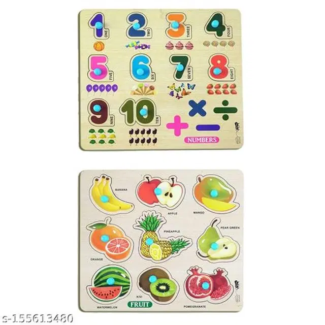 Wooden Puzzle for Kids, Multicolor, Pack of 2
