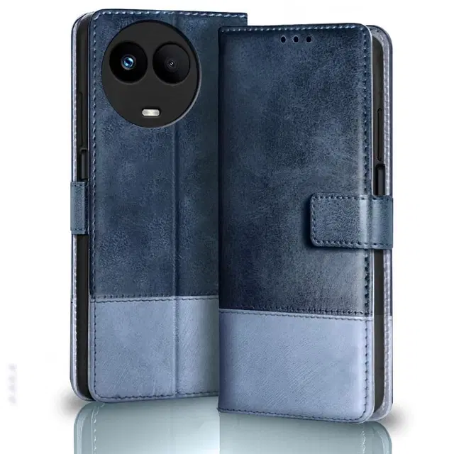 Artificial Leather Flip Cover For Realme Rmx3785 / 11X / 11 5G, Blue