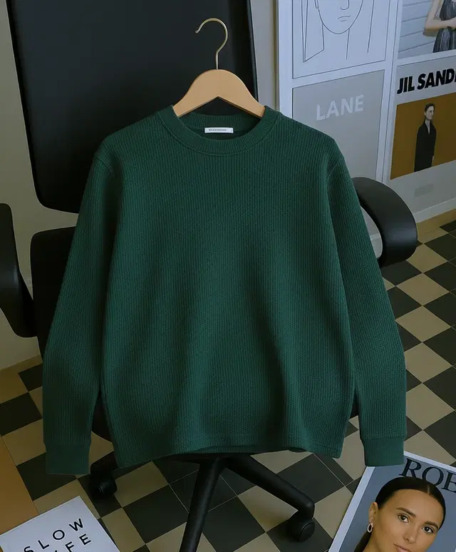Cotton Blend Solid Sweatshirt for Men, Green (M)