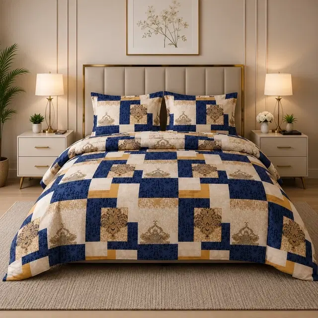 SimpleHome Microfiber Queen Bedsheet Geometry Multicolor 88x96inch