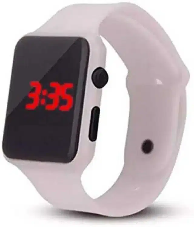 Digital LED Display Watch for Boys & Girls (White)