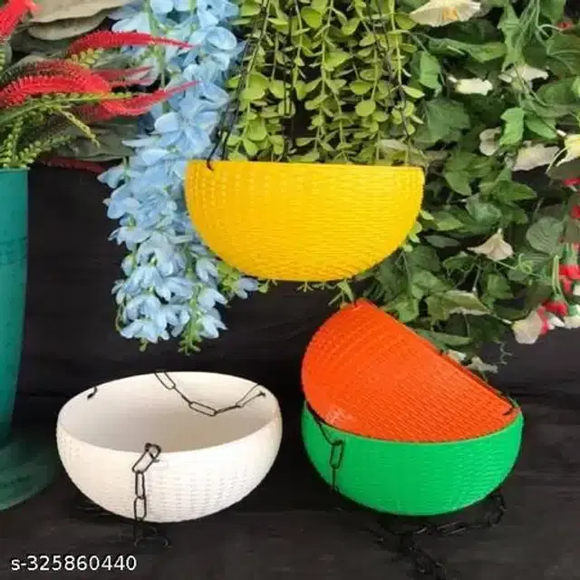 Hanging Flower Pots with Metal Chain, Multicolor, Pack of 4