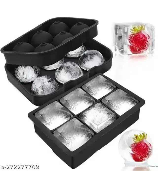 Silicone Ice Cube Moulds, Black, Pack of 2
