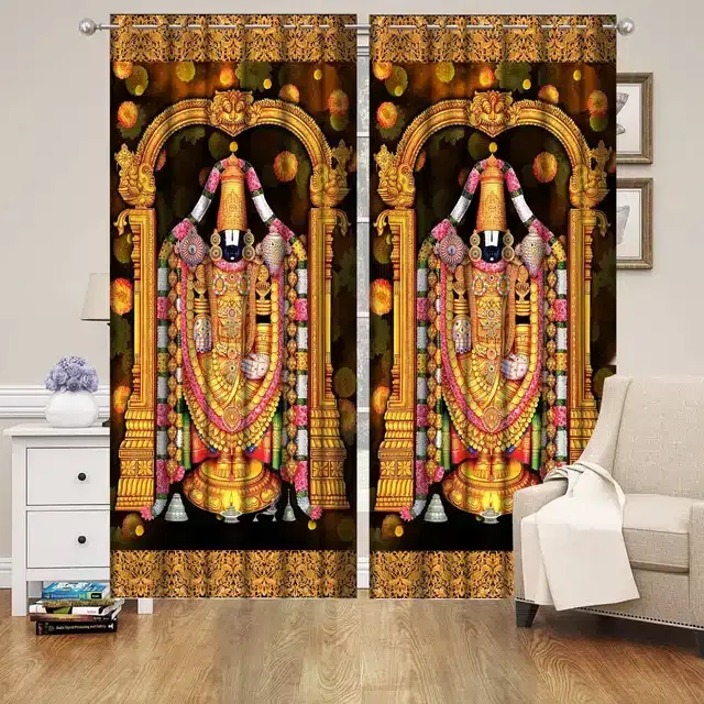 Polyester Printed Door & Window Curtains, Multicolor, 7 feet