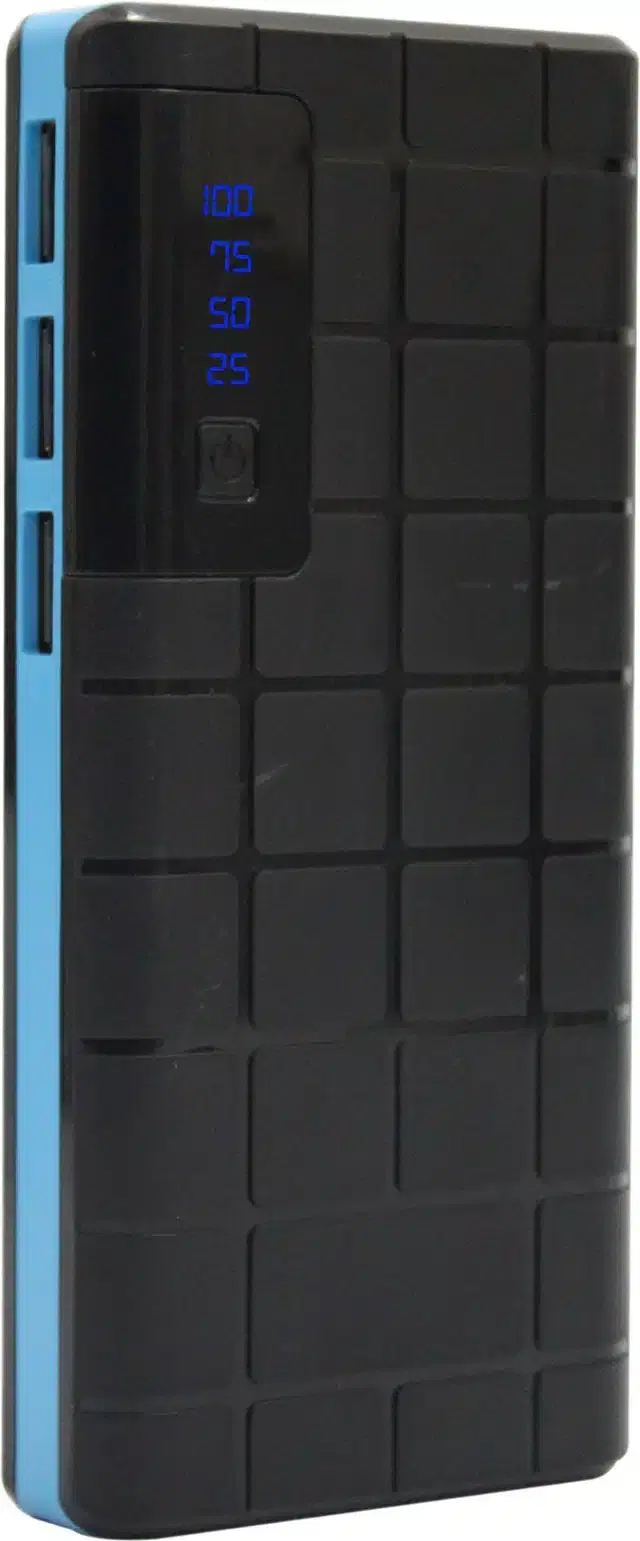 Portable Inbuilt Cables Power Bank, Blue & Black, 20000 mah