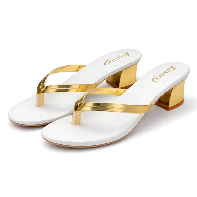 Solid Block Sandals for Women (White, 3)