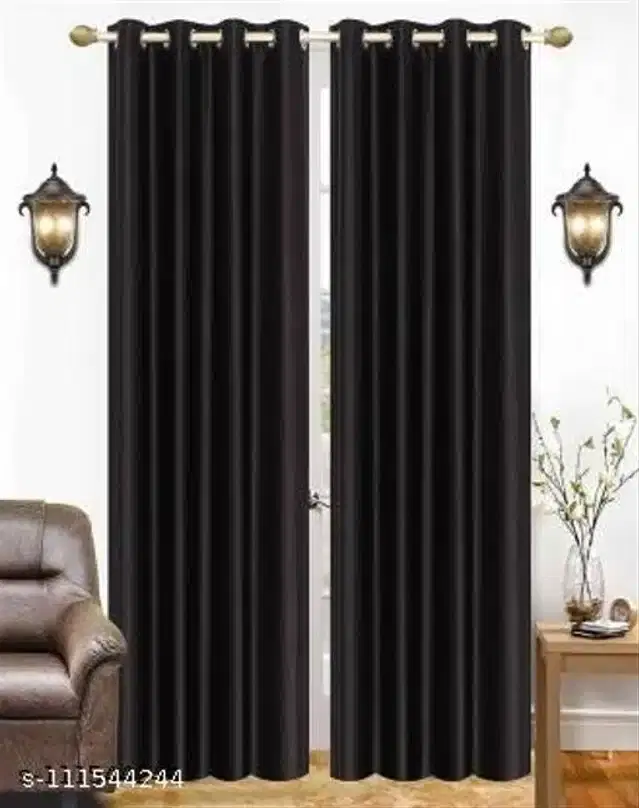 Curtains for Door, Black, 7 feet, Pack of 2