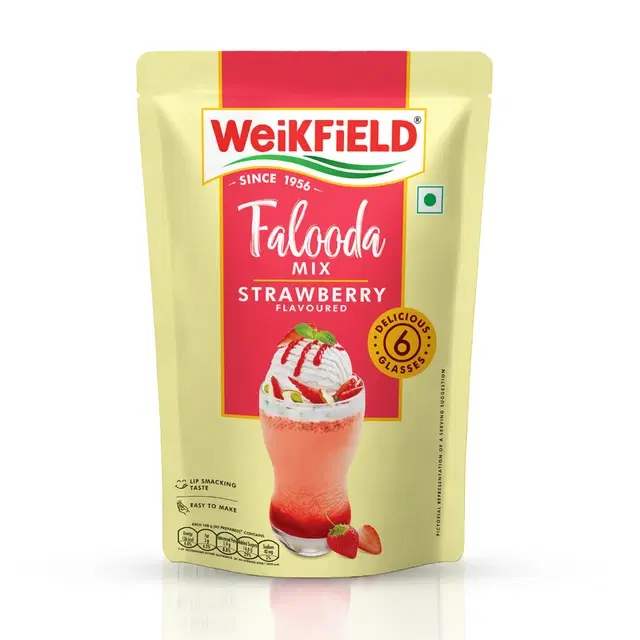 Weikfield Falooda Mix 200 g Pouch| Strawberry Flavoured| Delicious & Refreshing Taste| Instant Falooda Mix