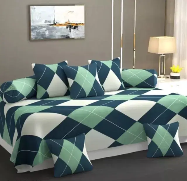 Cotton Printed Diwan Covers Set, 60x90 Inches, Multicolor, Set of 8