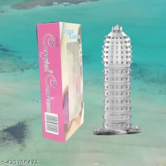 Crystal Dotted Reusable Condom for Men, Transparent