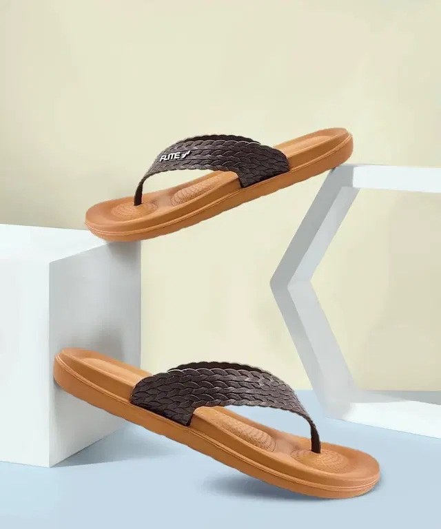 FLITE Casual Slippers for Women (Brown, Black, 8 UK/India)