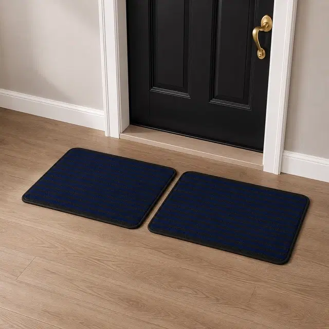 Status Dirt Trapper Doormat 36x56cm Navy Blue Pack of 2