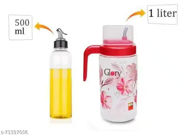 Plastic Oil Dispenser, Multicolor, Set of 2