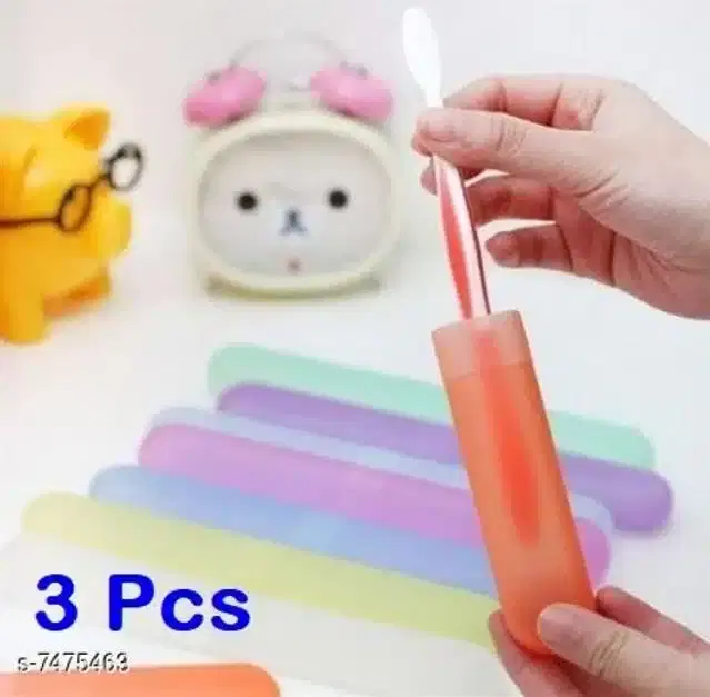 Plastic Toothbrush Cases, Multicoor. Pack of 3