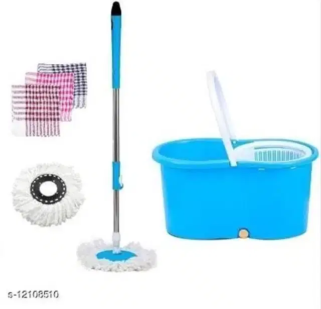 Spin Bucket Mop with 3 Pcs Kitchen Cloth, Set (Assorted, Set of 2