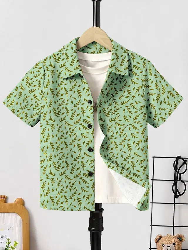 Cotton Printed Shirt For Boys, Green (1 to 2 year)
