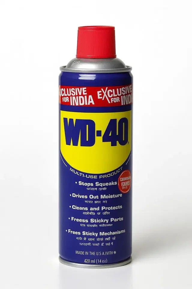 Wd-40 Multipurpose Spray 420Ml, Rust Remover, Cleans Bike Chains, Hinge Lubricant, Loosens Jammed Parts, Degreaser, And Cleaning Agent, Pack Of 1