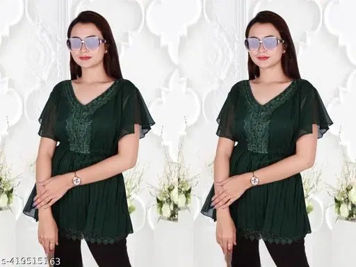 Casual Tops for Women, Pack of 2 (Green, L)