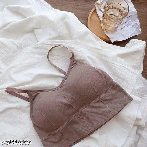 Viscose Spandex Sports Bra for Women, Brown (30B)