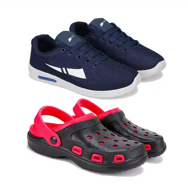 Shoes with Clogs for Men, Pack Of 2 (Multicolor, 8)