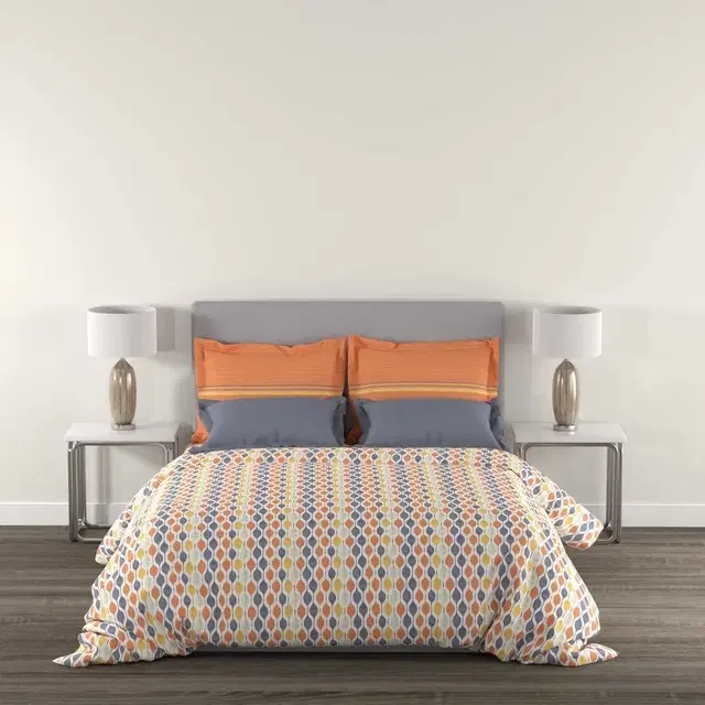 myTrident Urban Comfort 144Tc 100% Cotton Double Bedsheet 90x100in Orange