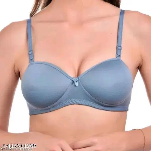 Cotton Silk Solid Bra for Women & Girls, Blue (54DDD)