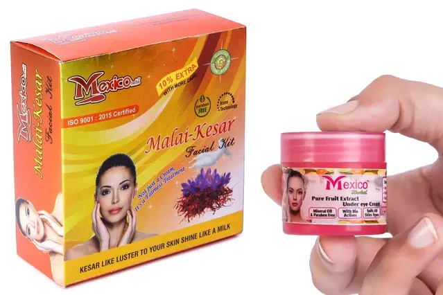 Maxico Herbs Malai Kesar Facial Kit with Fruit Under Eye Cream, Pack of 2
