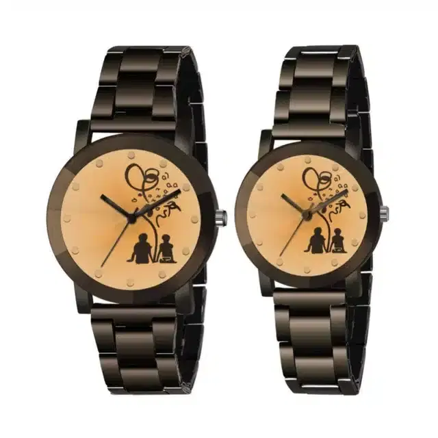 Couple Analog Watches, Pack of 2 (Black)