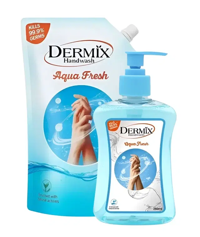 Dermix Hand Wash Aqua (250ml Pump + 750ml Refill)