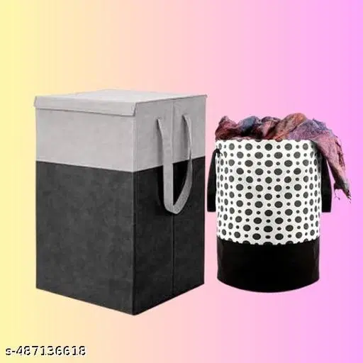 Non-woven Laundry Basket, Brown ,  (Pack Of 2)