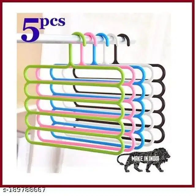 5 Layer Multipurpose Cloth Hangers, Multicolor, Pack of 5