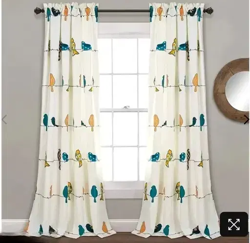 Small Birds Digital Printed Door Curtain 7ft pack of1