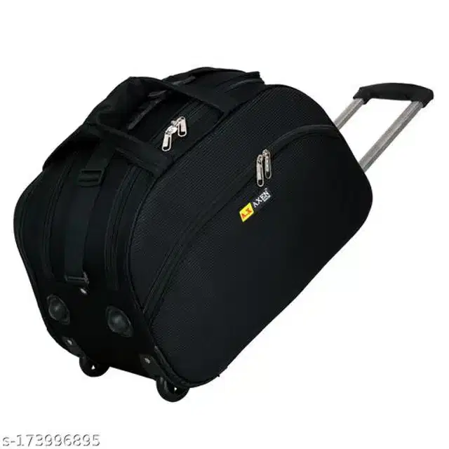 Polyester Trolley Duffel Bag for Men & Women, Black