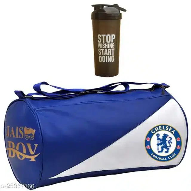 Combo of Gym Bag with Shaker Bottle, 600 ml, Multicolor, Set of 2