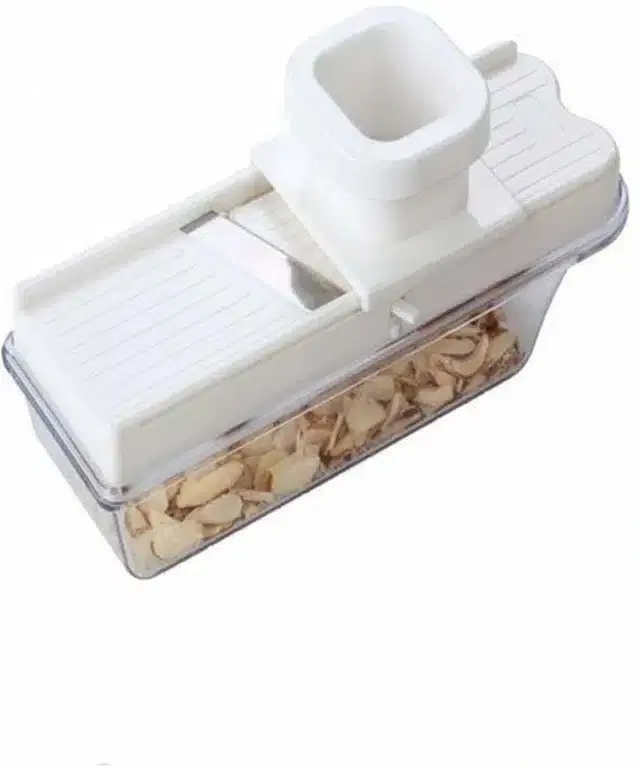 Plastic Vegetable Slicer with Holder, White