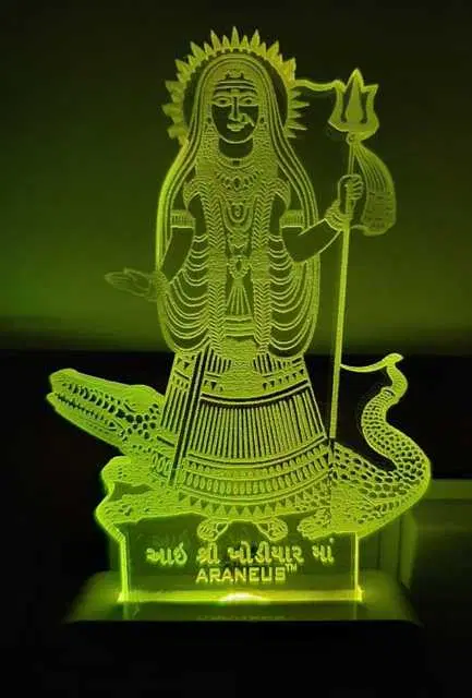 Unicept Khodiyar Maa LED 3D Illusion 7 Color Changing Night Lamp Comes, Multicolor, NE-53