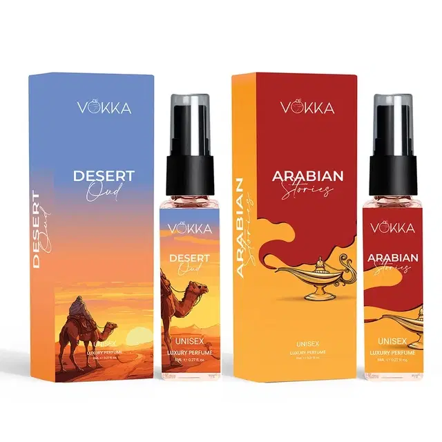 Vokka Pocket Perfume Desert Oud & Arabian Stories 8 ml (Pack Of 2)